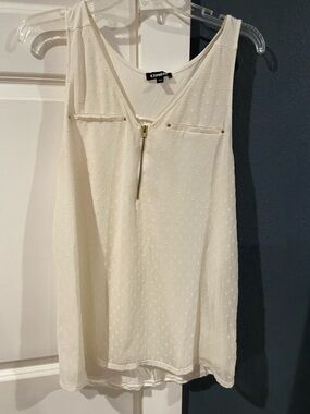 Express Cream Sleeveless Zip-Front Camisole